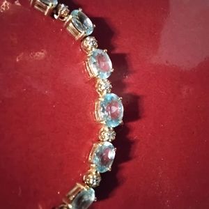 Elegant Gold and Blue Gemstone Bracelet